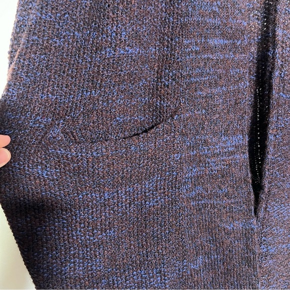 Lucky Brand Crochet Poncho Cardigan Maroon and Blue Size XS/S Wool Open Front - Picture 3 of 12